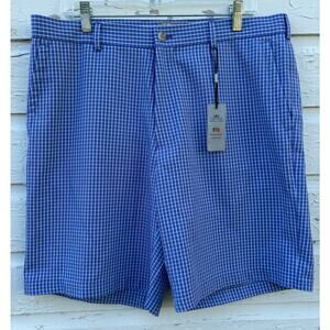 Peter Millar Shorts Mens 36 Blue Plaid E4 Performance Wicking 9" Golf Athletic